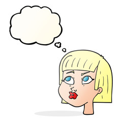 thought bubble cartoon female face