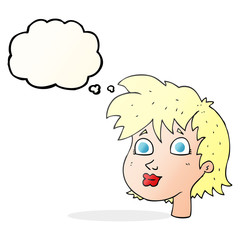 thought bubble cartoon female face