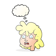 thought bubble cartoon female face