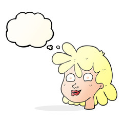 thought bubble cartoon female face