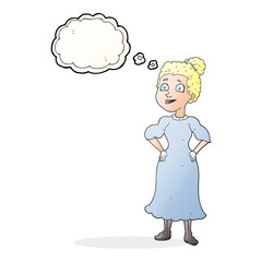 thought bubble cartoon victorian woman in dress