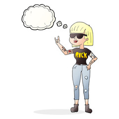 thought bubble cartoon rock woman