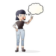 thought bubble cartoon rock girl