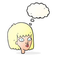 thought bubble cartoon female face
