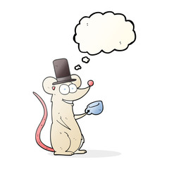 thought bubble cartoon mouse with teacup