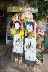 wooden carving Karen long neck in long neck tribe village