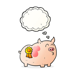 thought bubble cartoon prize winning pig