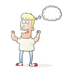 thought bubble cartoon stressed man