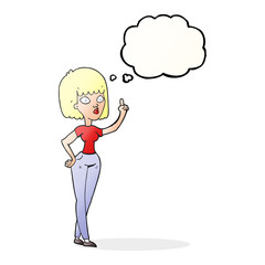 thought bubble cartoon woman with idea