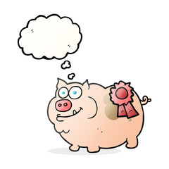 thought bubble cartoon prize winning pig