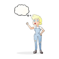 thought bubble cartoon confident farmer woman