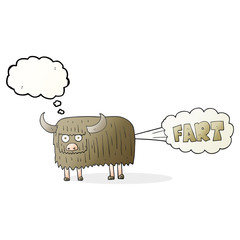 thought bubble cartoon hairy cow farting