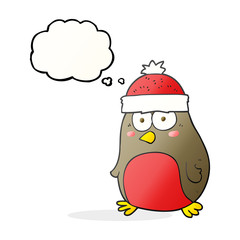thought bubble cartoon christmas robin