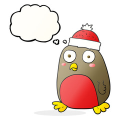 thought bubble cartoon christmas robin