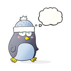 thought bubble cartoon penguin