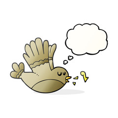 thought bubble cartoon singing bird