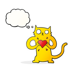 thought bubble cartoon cat with love heart