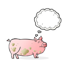 thought bubble cartoon muddy pig