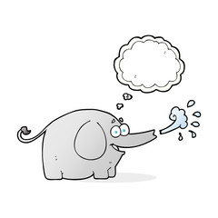 thought bubble cartoon elephant squirting water