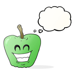thought bubble cartoon grinning apple
