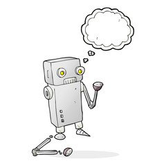 thought bubble cartoon broken robot