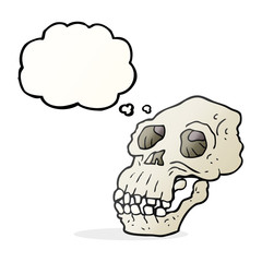 thought bubble cartoon ancient skull