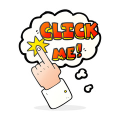 click me thought bubble cartoon sign
