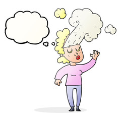 thought bubble cartoon woman letting off steam