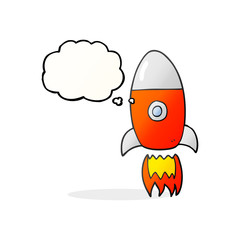 thought bubble cartoon flying rocket