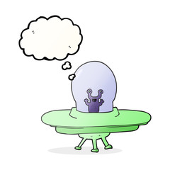 thought bubble cartoon alien spaceship