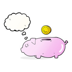 thought bubble cartoon piggy bank