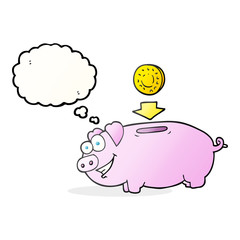thought bubble cartoon piggy bank