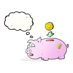 thought bubble cartoon piggy bank