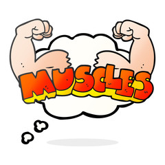 thought bubble cartoon muscles symbol