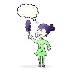 thought bubble cartoon undead monster lady cleaning