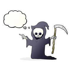 thought bubble cartoon death with scythe