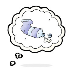 thought bubble cartoon squeezed tube of toothpaste