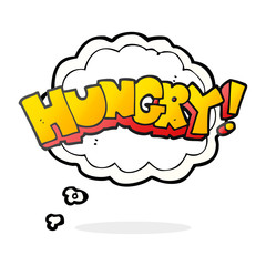 thought bubble cartoon hungry text