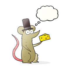 thought bubble cartoon mouse with cheese