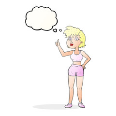 thought bubble cartoon happy gym woman
