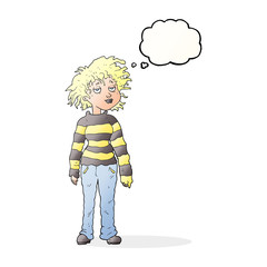 thought bubble cartoon chilled out girl