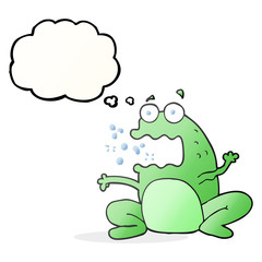 thought bubble cartoon burping frog