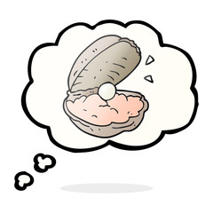 thought bubble cartoon oyster with pearl
