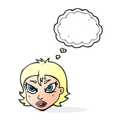 thought bubble cartoon angry female face