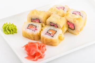 Close-up Delicious sushi rolls on the plate
