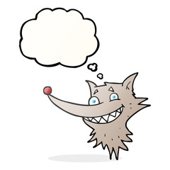 thought bubble cartoon grinning wolf face