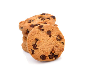 Chocolate chip cookies isolated on white background.
