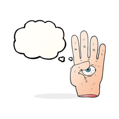 thought bubble cartoon spooky hand with eyeball