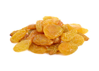 Heap of raisin on a white background