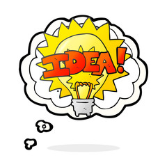 thought bubble cartoon idea light bulb symbol